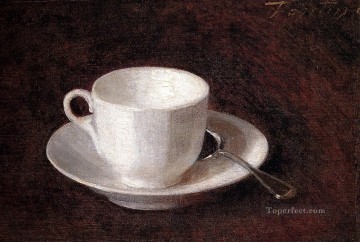 Taza y platillo blancos bodegón Henri Fantin Latour Pinturas al óleo